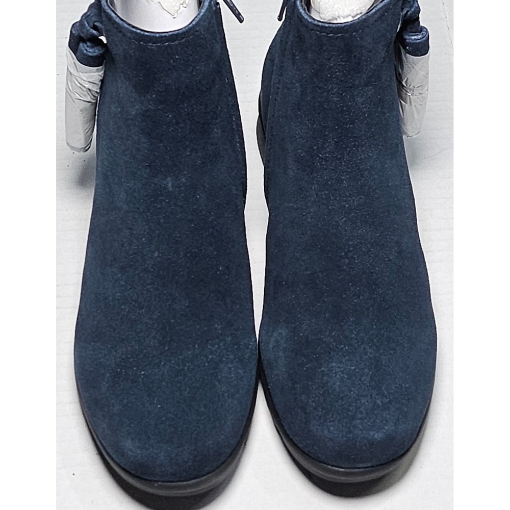 Vaneli Sport Dommie Navy Suede Ankle Boots Side Zip Wedge Booties Womens 5.5M‎